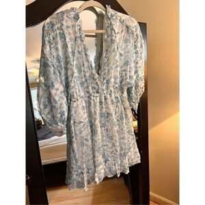 NEW V Neck Ruffle Chiffon Elegant Mini Short Swing Sun Dress M